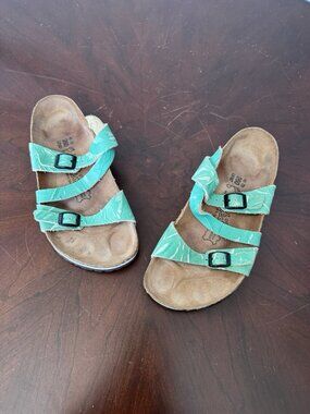 Birkenstock Birkies Women’s Green/Teal Floral Strap Sandals US 9 EU40